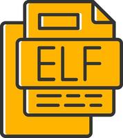 ELF File Line Filled Slip Icon vector