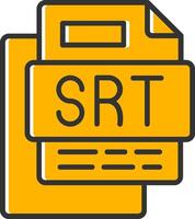 SRT File Line Filled Slip Icon vector