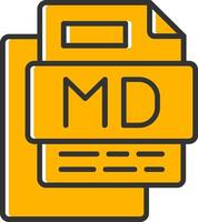 Md File Line Filled Slip Icon vector