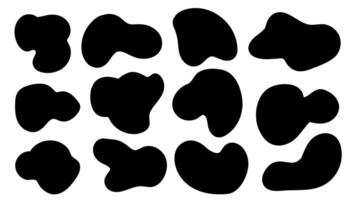 Irregular black blob shape asymmetric. illustration set. vector
