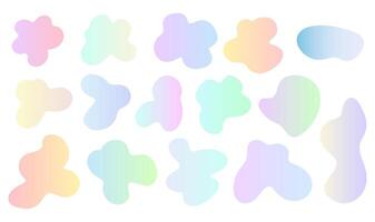 Irregular gradient blob shape asymmetric elements. illustration frame set. vector