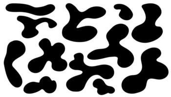 Irregular blob shape asymmetric black elements. illustration set. Amoeba vector