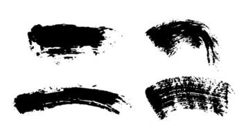 Mascara smears texture collection. scribble black brush strokes set isolated on white vector
