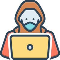Color icon for hacker vector