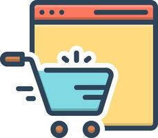 Color icon for shopping online vector