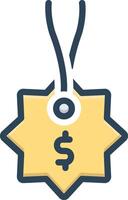Color icon for price tag vector