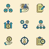 A set of business management icons in a trendy linear style vector