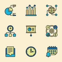 A set of business management icons in a trendy linear style vector