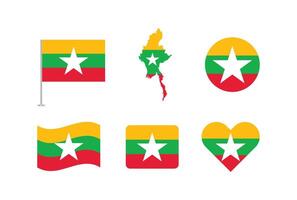 Myanmar flag. Set of Myanmar Flags Collection. vector
