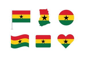 Ghana flag. Set of Ghana Flags Collection. vector