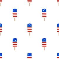 Seamless pattern with American patriotic ice cream shape for 4th of July USA Independence Day in cutout style on white background vector