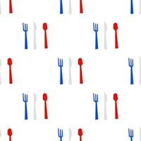 Seamless pattern with Fork Table knife and Spoon shape in cutout style on white background vector