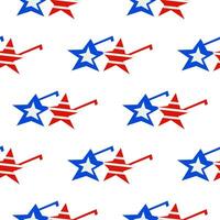 Seamless pattern with American patriotic sunglasses USA Independence Day in cutout style on white background vector