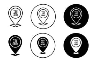 You are Here Pointer Icon logo collection set vector