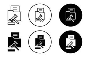 Court folder with judge gavel icon Outline flat Icon vector