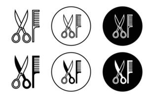 Comb and scissors icon Outline flat Icon vector