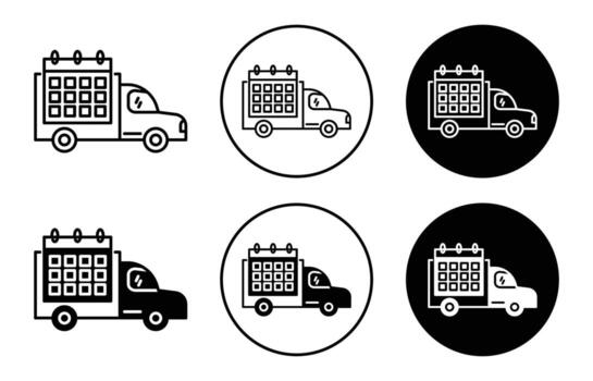 entrega calendario icono contorno plano icono vector