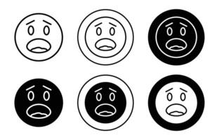 Scared expression face icon Outline flat Icon vector