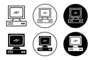 Old Computer icon Outline flat Icon vector