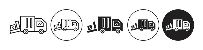 Unloading truck icon set collection for web vector