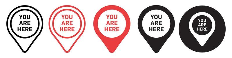 You Are Here Icon set collection for web vector