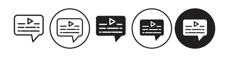 subtitle icon set collection for web vector