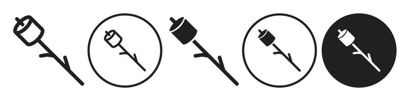 Marshmelow on stick icon set collection for web vector
