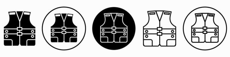 Life Jacket Icon with black outline set collection for web vector