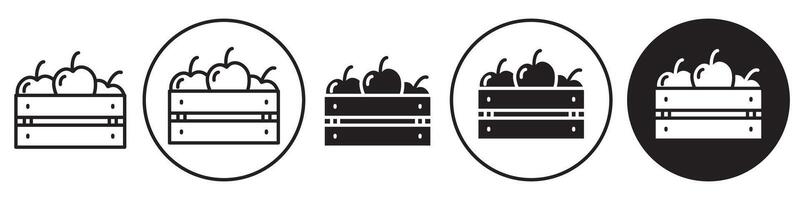 Harvest Wooden Box Icon set collection for web vector