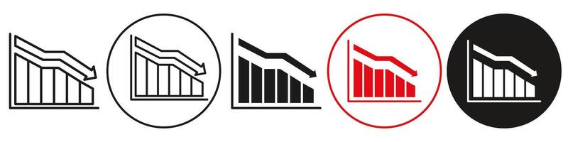 Loss Bar Chart Icon set collection for web vector