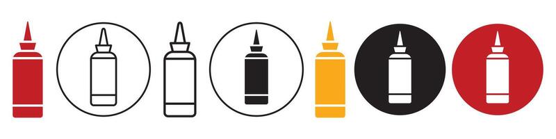 Ketchup and Mustard Squeeze Bottle Icon set collection for web vector