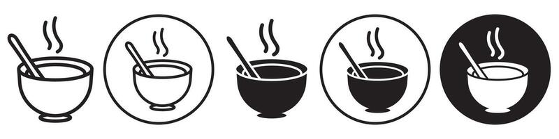 Soup Bowl Icon set collection for web vector