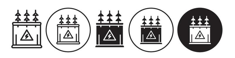 Electric Transformer Icon set collection for web vector