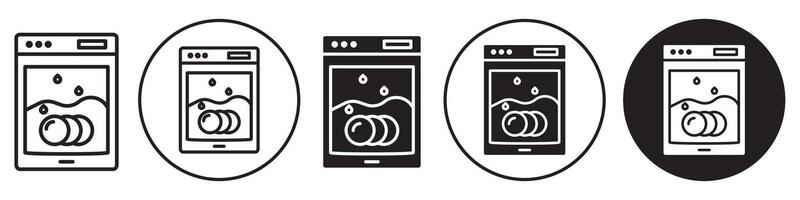 Dish washer icon set collection for web vector