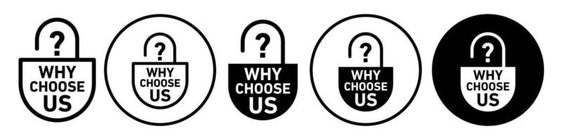 Why choose us Icon set collection for web vector