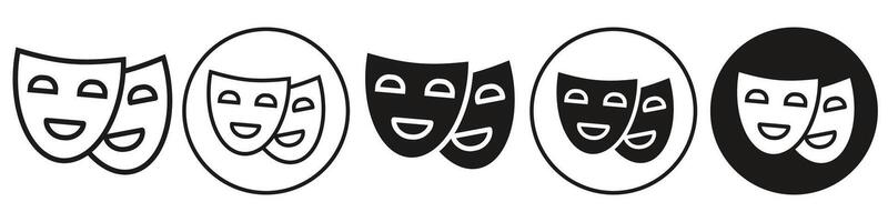 Tragedy Comedy mask icon set collection for web vector