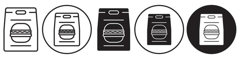 Burger paper bag icon set collection for web vector