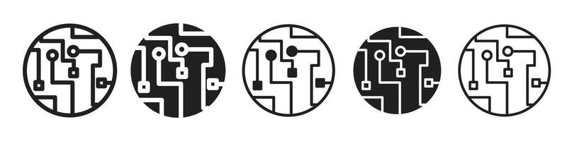 Circuit board icon set collection for web vector