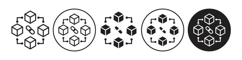 Block chain technology icon set collection for web vector