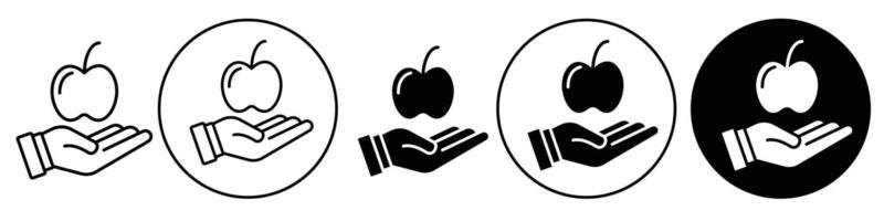Apple in hand icon set collection for web vector