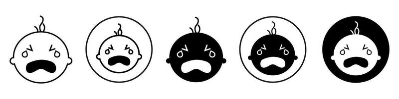 Baby crying icon set collection for web vector