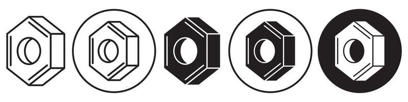 Hex nut icon set collection for web vector