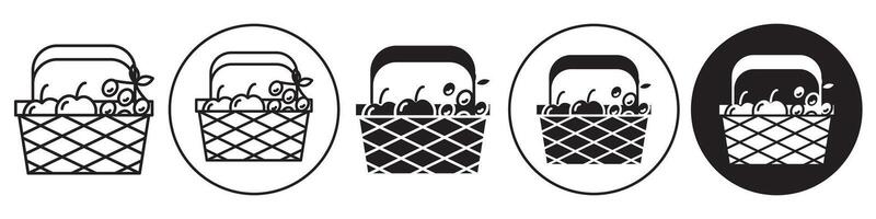 Fruit Basket Icon set collection for web vector