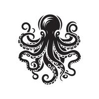 octopus silhouette logo design style vector