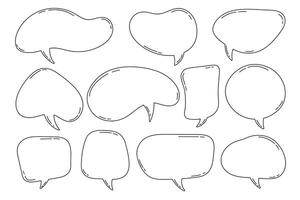 Hand drawn outline speech bubbles collection vector