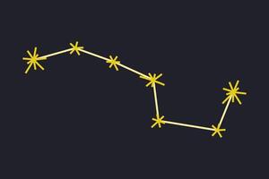 illustration of the Big Dipper constellation in flat cartoon style. Abstract Ursa Major constellation, stars in a whimsical, cosmic design. Icon for astronomy and night sky-themed projects vector