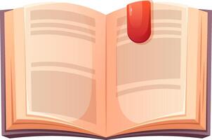 Cartoon open book with red bookmark. icon on white background vector