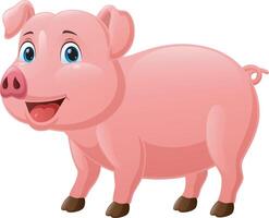 Cute pig cartoon on white background vector