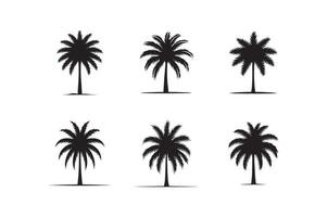 Tree Set Silhouette style with white background vector