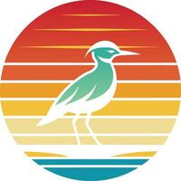 Unique Art Illustration Tropical Island with Bird Design vector